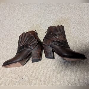 Lucchese Brown Feathered Ankle Booties